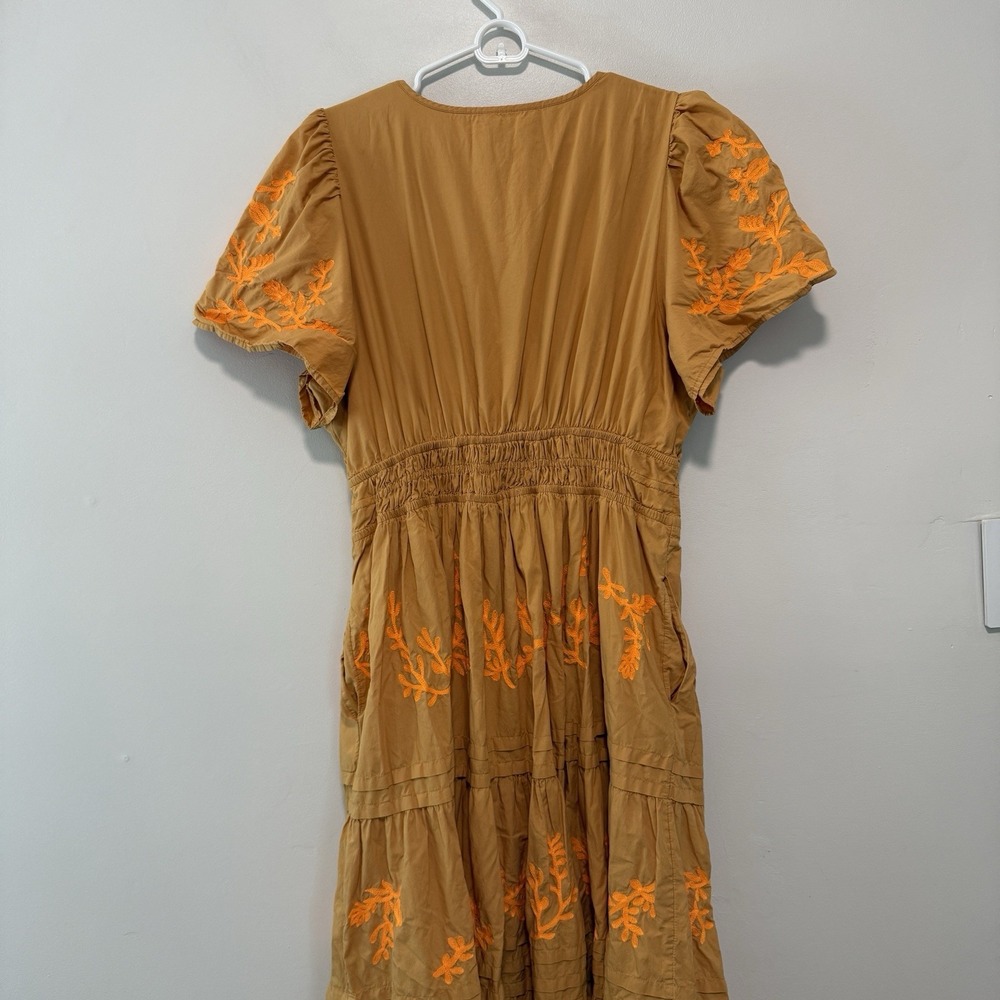 Anthropologie The Somerset Maxi Dress in Embroidered Edition Tan Orange 1X - Picture 6 of 9
